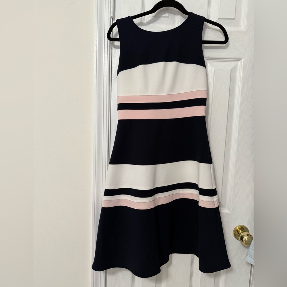 Tommy Hilfiger Striped Sleeveless Dress in Navy, White, and Pink